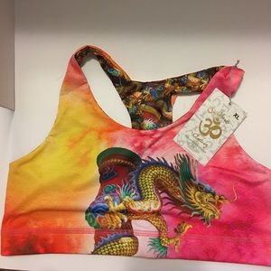 Om Shanti Reversible Yoga Top NWT TIE DYE PINK